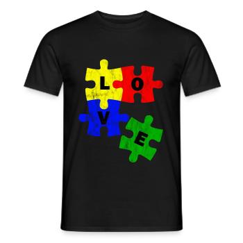J’aime le puzzle - T-shirt homme - noir - Devant - AI Model Male 178 light (178cm)