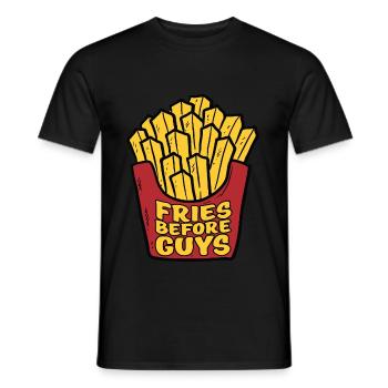 Fries in front of guys - Men's T-Shirt - black - Front - AI Model Male 178 light (178cm)