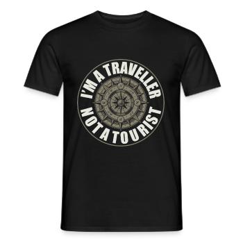 Kein Tourist, Reisender - Männer T-Shirt - Schwarz - Vorne - AI Model Male 178 light (178cm)
