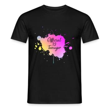 13e anniversaire de l’ado officiel Aquarelle - T-shirt homme - noir - Devant - AI Model Male 178 light (178cm)