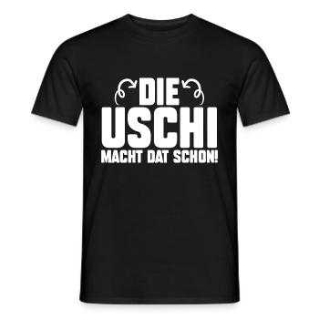 Die Uschi Macht Dat Schon - Männer T-Shirt - Schwarz - Vorne - AI Model Male 178 light (178cm)
