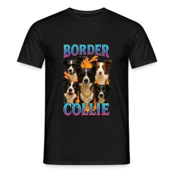 Border Collie - Männer T-Shirt - Schwarz - Vorne - AI Model Male 178 light (178cm)