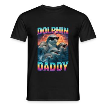 Delphin Papa - Männer T-Shirt - Schwarz - Vorne - AI Model Male 178 light (178cm)