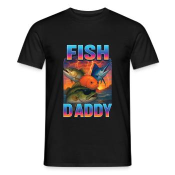 Fisch Papa - Männer T-Shirt - Schwarz - Vorne - AI Model Male 178 light (178cm)