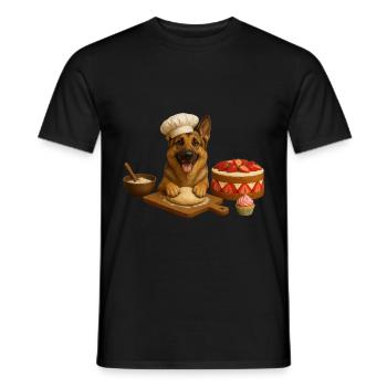 German Shepherd Baking Cake Cookies - Men's T-Shirt - black - Front - AI Model Male 178 light (178cm)