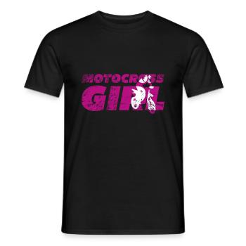 Moto motocross fille - T-shirt homme - noir - Devant - AI Model Male 178 light (178cm)