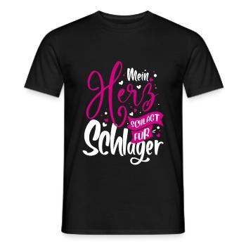 My heart beats for hits - Schlager music - Men's T-Shirt - black - Front - AI Model Male 178 light (178cm)