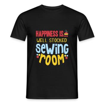 sew - Men's T-Shirt - black - Front - AI Model Male 178 light (178cm)