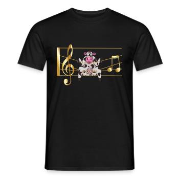 Die musikalische Kuh, golden in Noten - Männer T-Shirt - Schwarz - Vorne - AI Model Male 178 light (178cm)