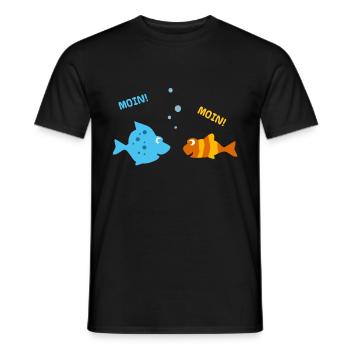 Lustige Fische machen Urlaub am Meer u. sagen Moin - Männer T-Shirt - Schwarz - Vorne - AI Model Male 178 light (178cm)