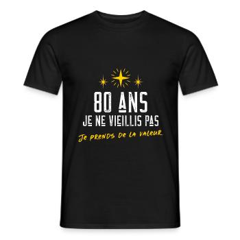 Vieillis pas cadeau anniversaire 80 ans humour - T-shirt homme - noir - Devant - AI Model Male 178 light (178cm)