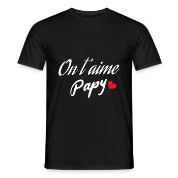 On t'aime papy cadeau fête des grands-pères - T-shirt homme - noir - Devant - AI Model Male 178 light (178cm)