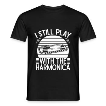 Harmonica Musican Still Play With The Harmonica - Männer T-Shirt - Schwarz - Vorne - AI Model Male 178 light (178cm)