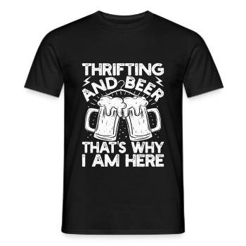 Friperie et bière C’est pourquoi ici Cadeau - T-shirt homme - noir - Devant - AI Model Male 178 light (178cm)