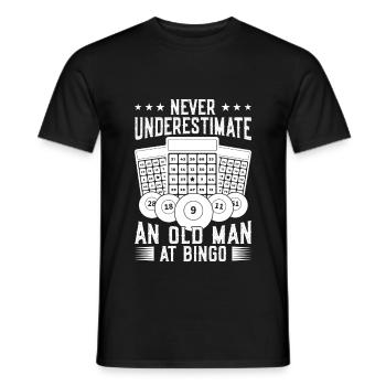 Un joueur de bingo sous-estime un vieil homme Bingo - T-shirt homme - noir - Devant - AI Model Male 178 light (178cm)