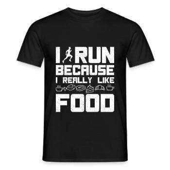 Marathon Runner I Run I Like Food Running - Men's T-Shirt - black - Front - AI Model Male 178 light (178cm)