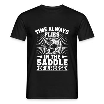 Le temps de l’équitation de rodéo passe toujours en selle - T-shirt homme - noir - Devant - AI Model Male 178 light (178cm)