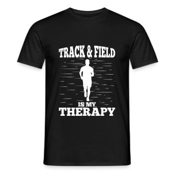 Track Athletics Track & Field Is My Therapy Track - Men's T-Shirt - black - Front - AI Model Male 178 light (178cm)