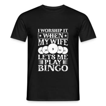 Joueur de bingo l’adore quand ma femme bingo - T-shirt homme - noir - Devant - AI Model Male 178 light (178cm)
