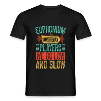 Euphonium We Go Low & Slow Baritone Marching Band - Men's T-Shirt - black - Front - AI Model Male 178 light (178cm)