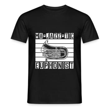 Baryton Ma-Jazz-Tic Euphoniste Euphonium - T-shirt homme - noir - Devant - AI Model Male 178 light (178cm)
