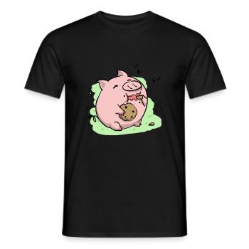 Piggy Kawaii Biscuit Cochon Porc - T-shirt homme - noir - Devant - AI Model Male 178 light (178cm)