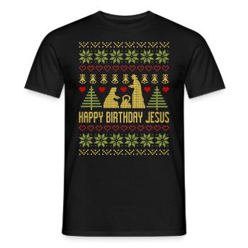 Joyeux anniversaire Jesus Christmas Christian Christian - T-shirt homme - noir - Devant - AI Model Male 178 light (178cm)