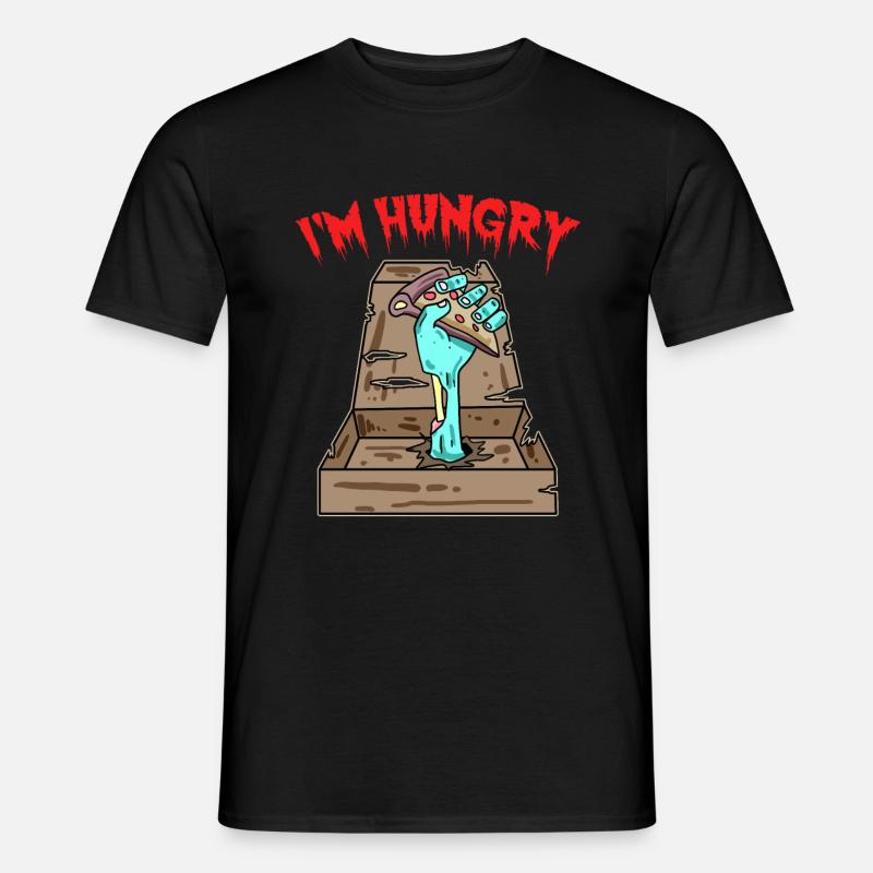 Zombie Pizza Ich habe Hunger - Männer T-Shirt - Schwarz