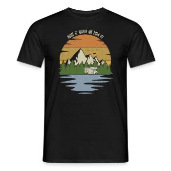Home is where we park it! Wohnmobil - Männer T-Shirt - Schwarz - Vorne - AI Model Male 178 light (178cm)