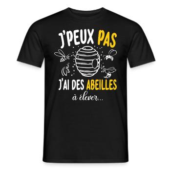 J'peux Pas J'Ai des Abeilles à élever Humoristique - T-shirt homme - noir - Devant - AI Model Male 178 light (178cm)