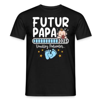 2023 Papa En Cours Annonce Grossesse Papa 2023 - T-shirt homme - noir - Devant - AI Model Male 178 light (178cm)