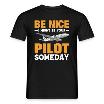 Pilot - Zum Flugzeug fliegen geboren! - Männer T-Shirt - Schwarz - Vorne - AI Model Male 178 light (178cm)