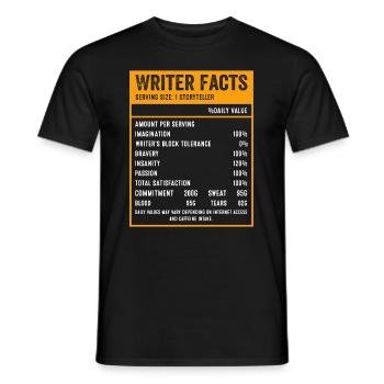 Writer - Storyteller Facts - Men's T-Shirt - black - Front - AI Model Male 178 light (178cm)
