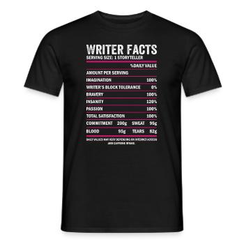 Writer - Storyteller Facts - Men's T-Shirt - black - Front - AI Model Male 178 light (178cm)
