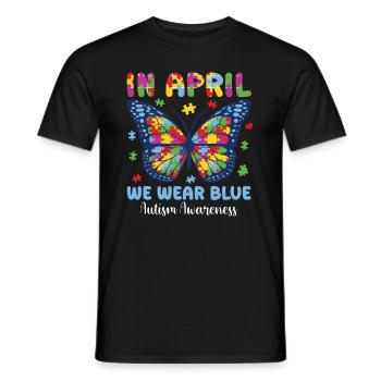 Autismus-Bewusstsein im April tragen wir blau - Männer T-Shirt - Schwarz - Vorne - AI Model Male 178 light (178cm)