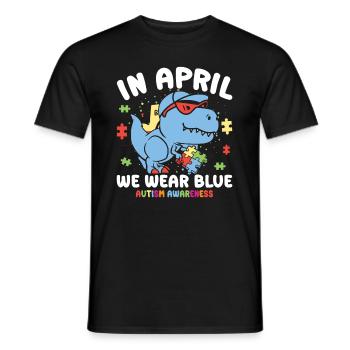 Autism Awareness in April We Wear Blue - Men's T-Shirt - black - Front - AI Model Male 178 light (178cm)