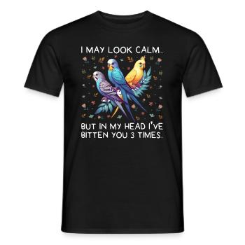 Budgerigar, Feathered Friend, Bird Watching - Men's T-Shirt - black - Front - AI Model Male 178 light (178cm)