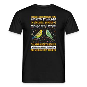 Perruche ondulée, ami à plumes, observation des oiseaux - T-shirt homme - noir - Devant - AI Model Male 178 light (178cm)