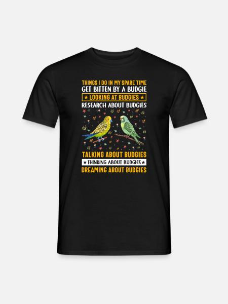 Budgerigar, Feathered Friend, Bird Watching - Men's T-Shirt - black