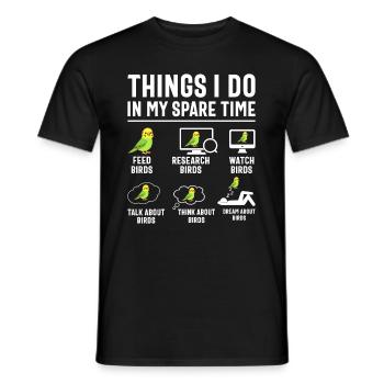 Perruche ondulée, ami à plumes, observation des oiseaux - T-shirt homme - noir - Devant - AI Model Male 178 light (178cm)