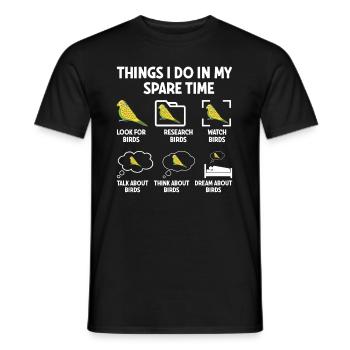 Perruche ondulée, ami à plumes, observation des oiseaux - T-shirt homme - noir - Devant - AI Model Male 178 light (178cm)