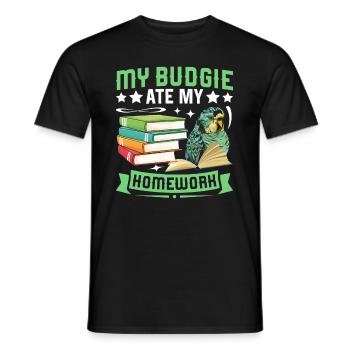 Ma perruche a mangé ses devoirs - T-shirt homme - noir - Devant - AI Model Male 178 light (178cm)
