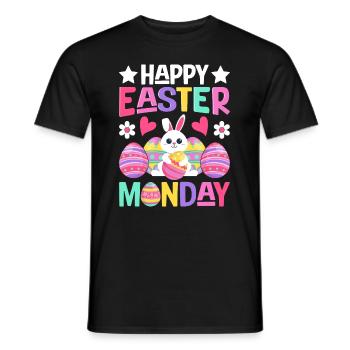 Joyeux lundi de Pâques ! Oeufs de Pâques Lapin de Pâques - T-shirt homme - noir - Devant - AI Model Male 178 light (178cm)
