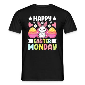 Joyeux lundi de Pâques ! Oeufs de Pâques Lapin de Pâques - T-shirt homme - noir - Devant - AI Model Male 178 light (178cm)