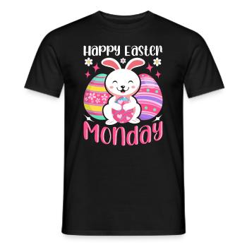 Joyeux lundi de Pâques ! Oeufs de Pâques Lapin de Pâques - T-shirt homme - noir - Devant - AI Model Male 178 light (178cm)