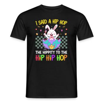 Joyeuses Pâques avec le lapin de Pâques - T-shirt homme - noir - Devant - AI Model Male 178 light (178cm)