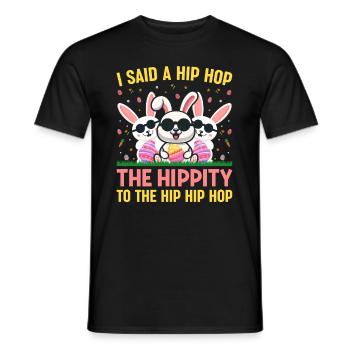 Joyeuses Pâques avec le lapin de Pâques - T-shirt homme - noir - Devant - AI Model Male 178 light (178cm)