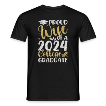 Fière épouse d’un étudiant diplômé de l’université 2024 - T-shirt homme - noir - Devant - AI Model Male 178 light (178cm)