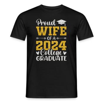 Fière épouse d’un étudiant diplômé de l’université 2024 - T-shirt homme - noir - Devant - AI Model Male 178 light (178cm)