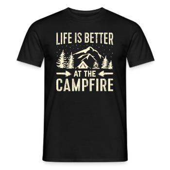 Life is better around the campfire - Men's T-Shirt - black - Front - AI Model Male 178 light (178cm)